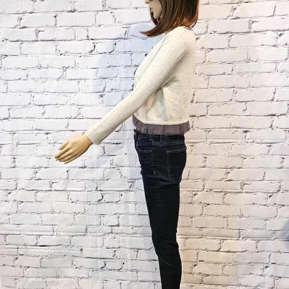 ANTHROPOLOGIE - GUINEVERE, Gray long sleeve open cardigan flattering hem details - Picture 6 of 11